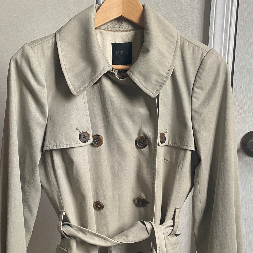 J. Crew Light Tan Double-Breasted Trench Coat Sz 6 - Picture 3 of 10